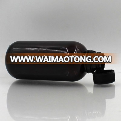 High quality liquid empty boston round mini amber plastic bottle with tamper proof cap